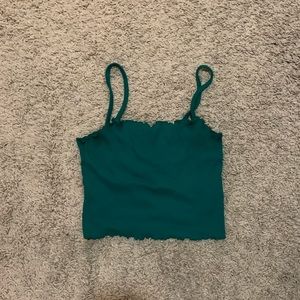 Topshop Emerald Green Lettuce Edge Crop Top